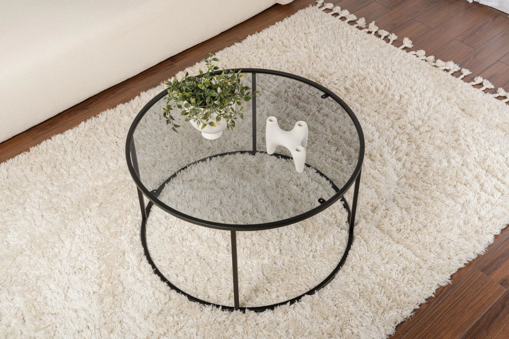 Moena, Tavolino da Salotto Forma Rotondo, 80x80x43h cm Nero