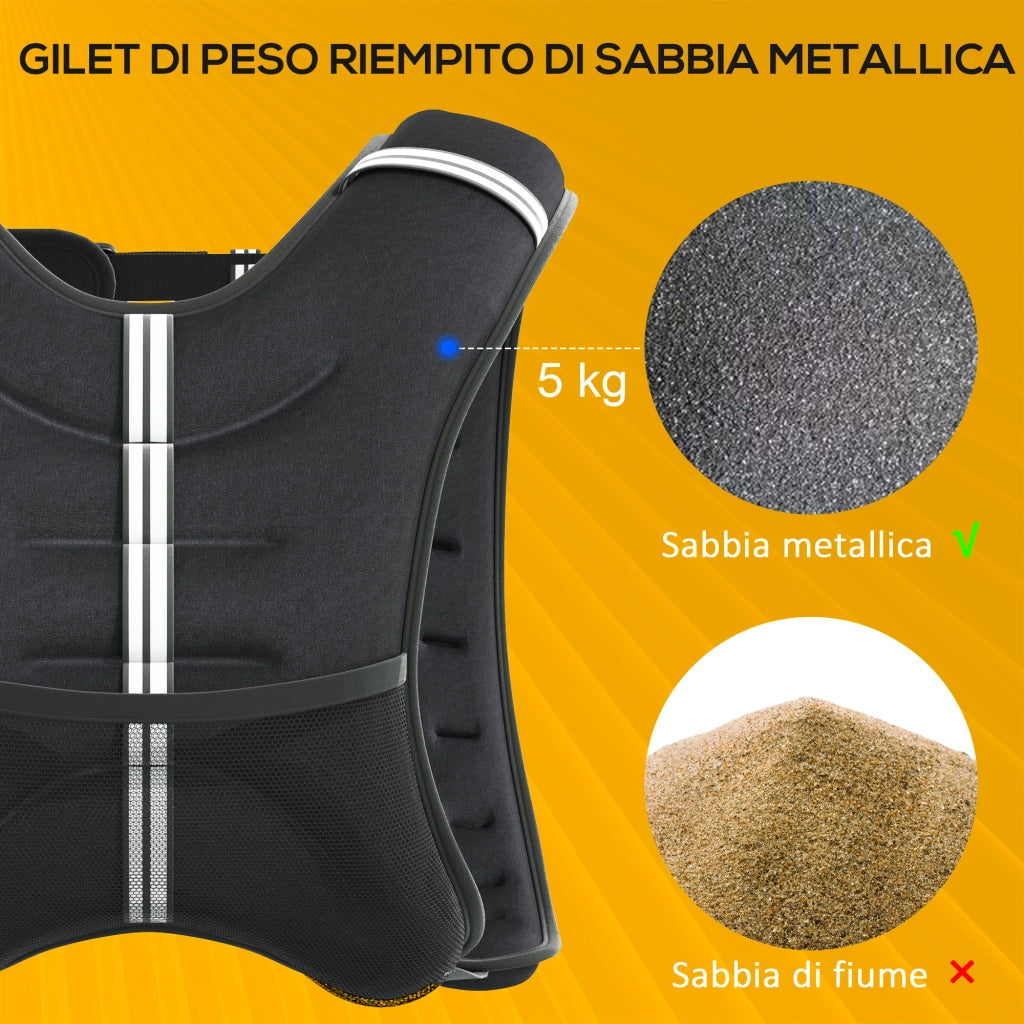 Giubbotto Zavorrato 5kg ¨C zephmum ¨C Nero, Tessuto Oxford, 40x35 cm