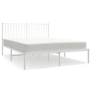 Letto matrimoniale | Letto per adulti | Giroletto con Testiera Metallo Bianco 140x200 cm