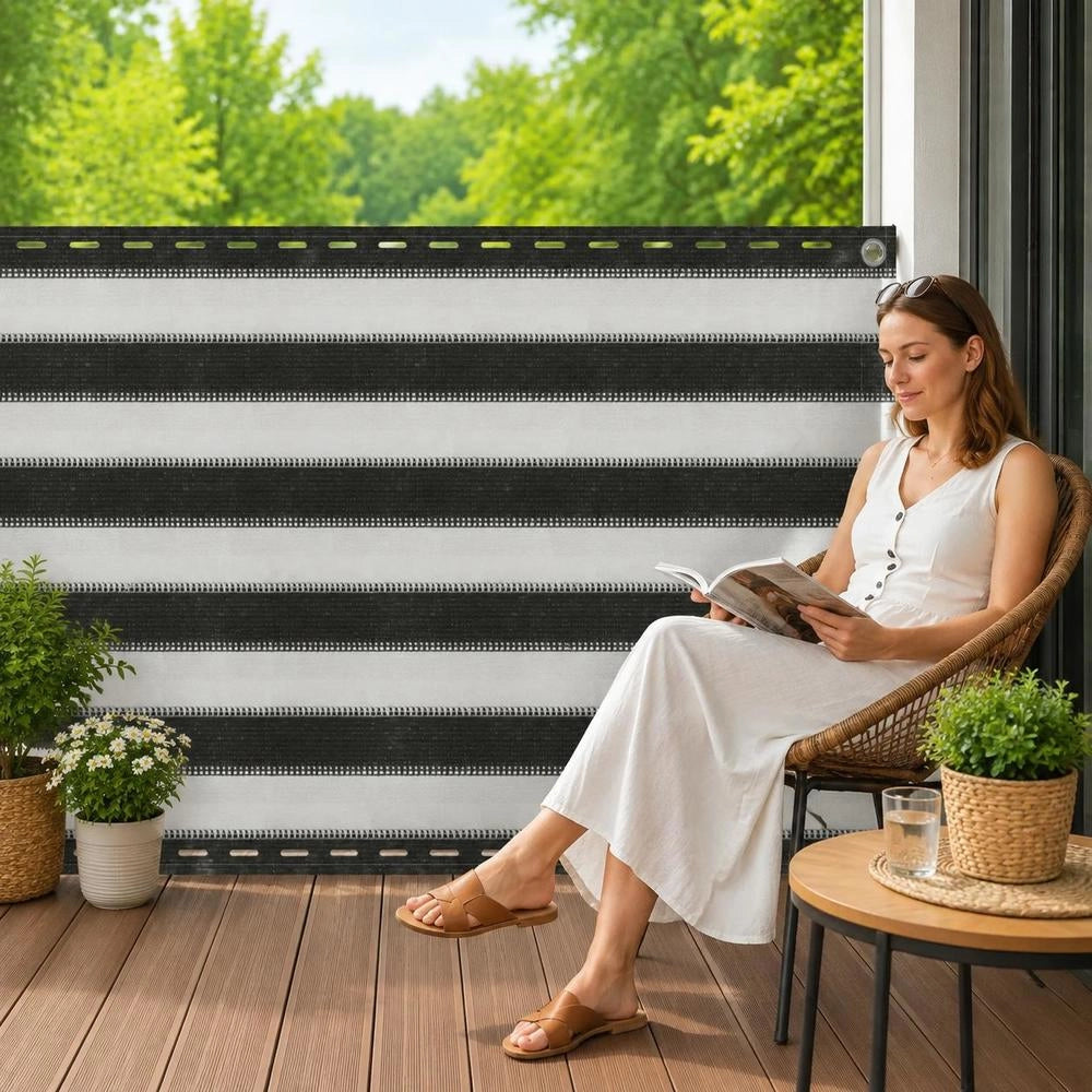Balcony Privacy Screen HDPE 75x300 Cm Anthracite And White