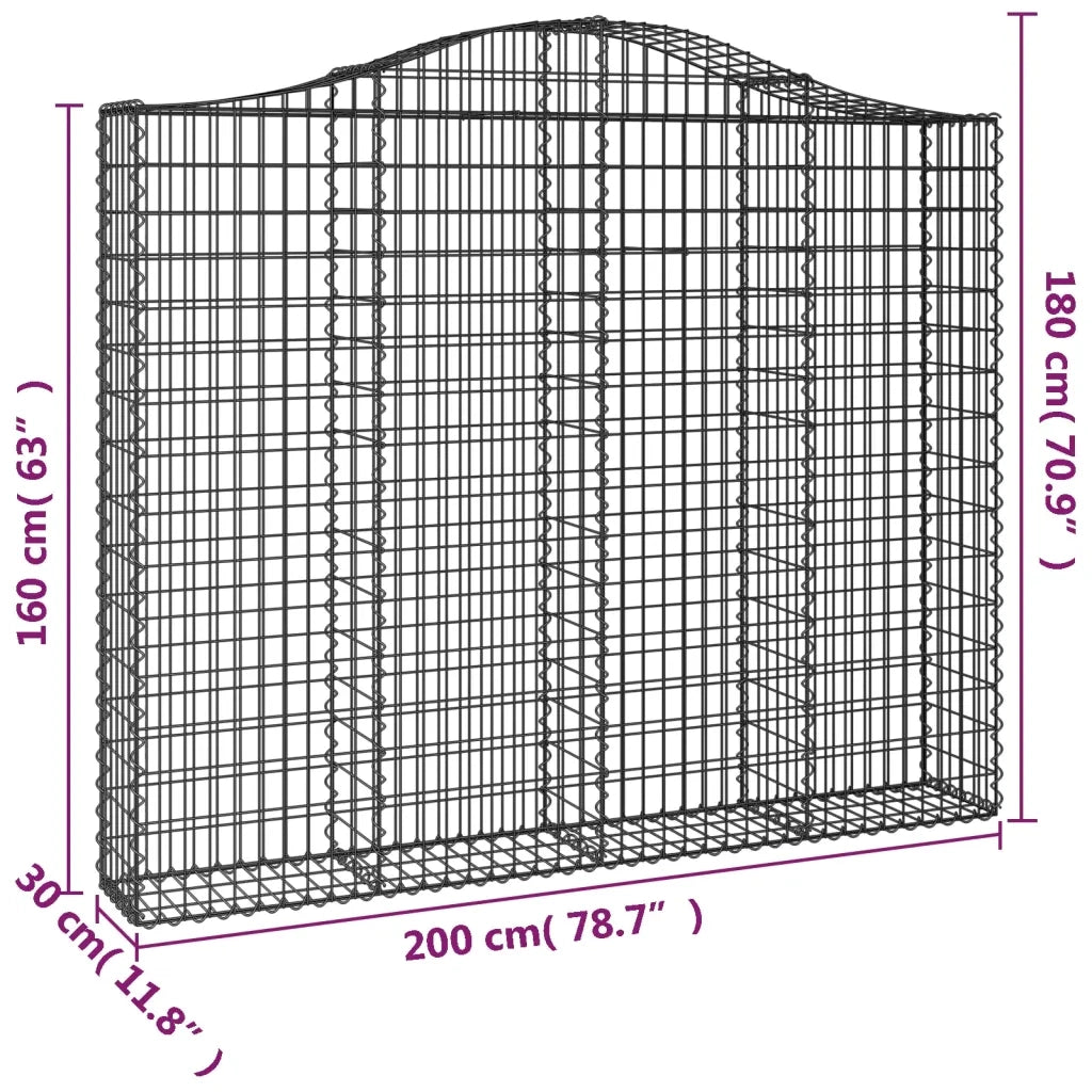 Cesti Gabbioni ad Arco 5 pz 200x30x160/180 cm Ferro Zincato 3145496