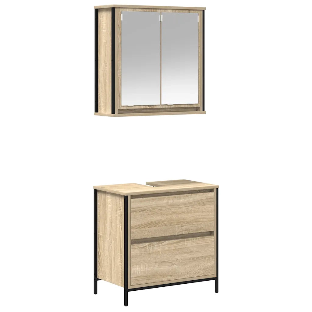 Set Mobili da Bagno 2 pz Rovere Sonoma in Legno Multistrato 3328365
