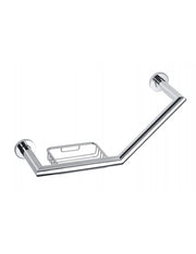 Maniglione angolato con portasapone OMEGA ottone cromato 40x25x13cm