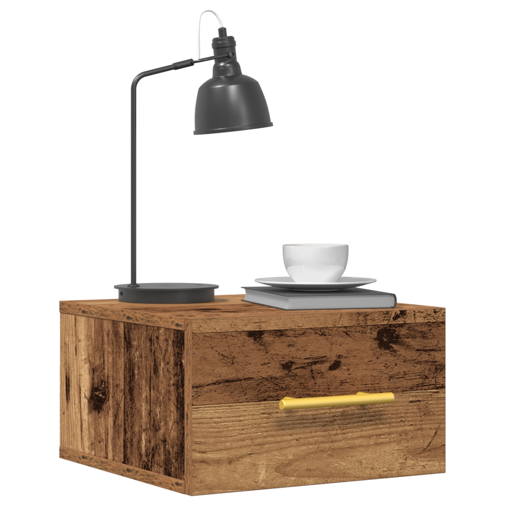 Comodini 2 pz a muro in legno vintage 35x35x20 cm