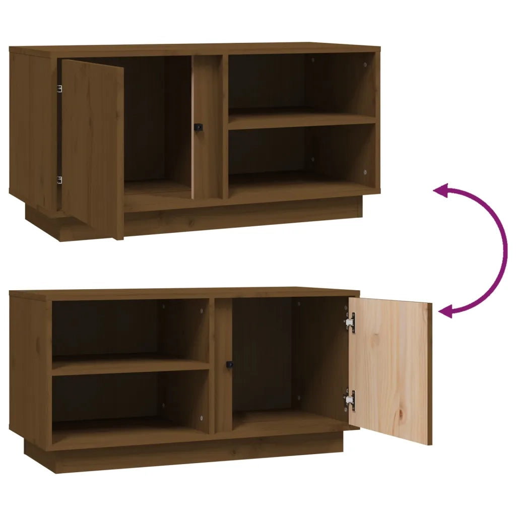 Mobile Porta TV Miele 80x35x40,5 cm in Legno Massello di Pino cod mxl 26939