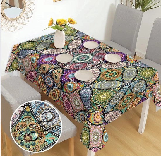 Tappeto per tavolo, rettangolare, tappeti per tavolo all'aperto, protezione Boema, facile da mantenere, lavabile, impermeabile, per cucina, tavolo da pranzo, tavolo salotto, feste, cene 110x140