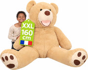 Orso Peluche Gigante 160cm - Fabbricato in Francia, Certificato CE - Morbido e Soffice, Abbracci Garantiti - Orsacchiotto di Peluche Grande Perfetto per Compleanni e Altre Celebrazioni