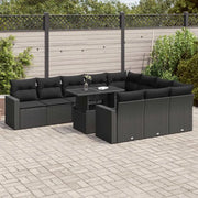 Set Divani da Giardino 11 pz con Cuscini in Polyrattan Nero 3326386