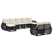 Set Divano da Giardino 9 pcs Nero e Bianco Crema polyrattan 3435544