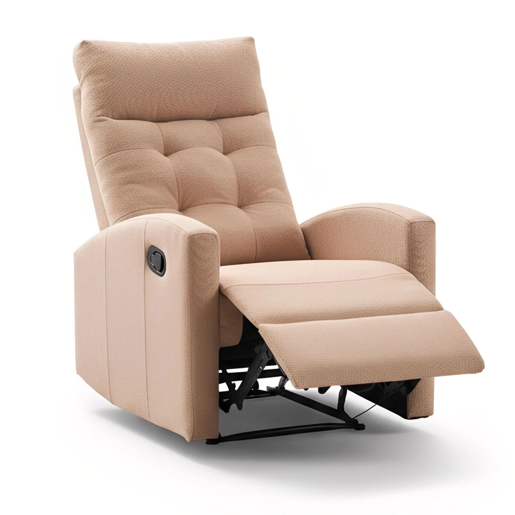 Marvin Poltrona Relax Reclinabile Manuale con Poggiapiedi Solena, Schienale Regolabile Seduta Ergonomica in Tessut Beige