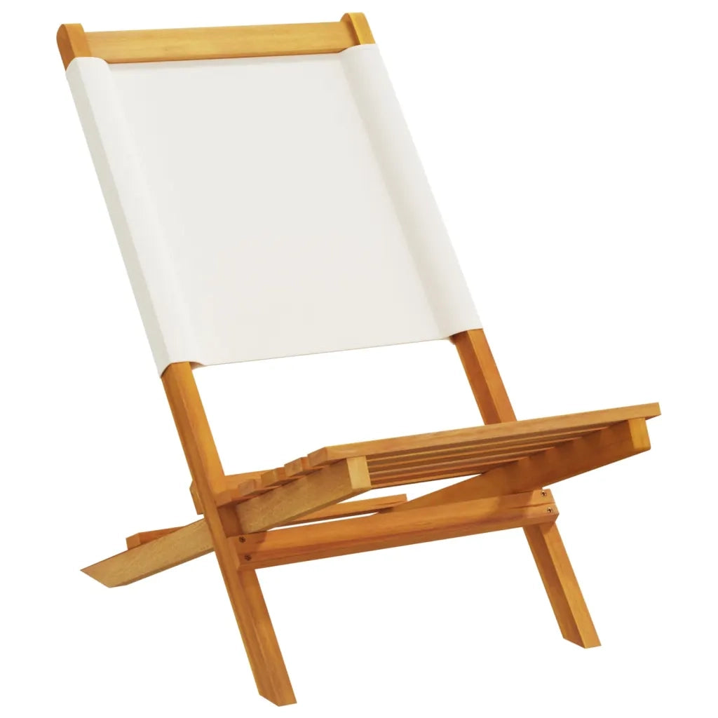 Sedie Giardino 2 pz | Sedie da Esterno Bianco Crema Legno Massello Acacia e Tessuto