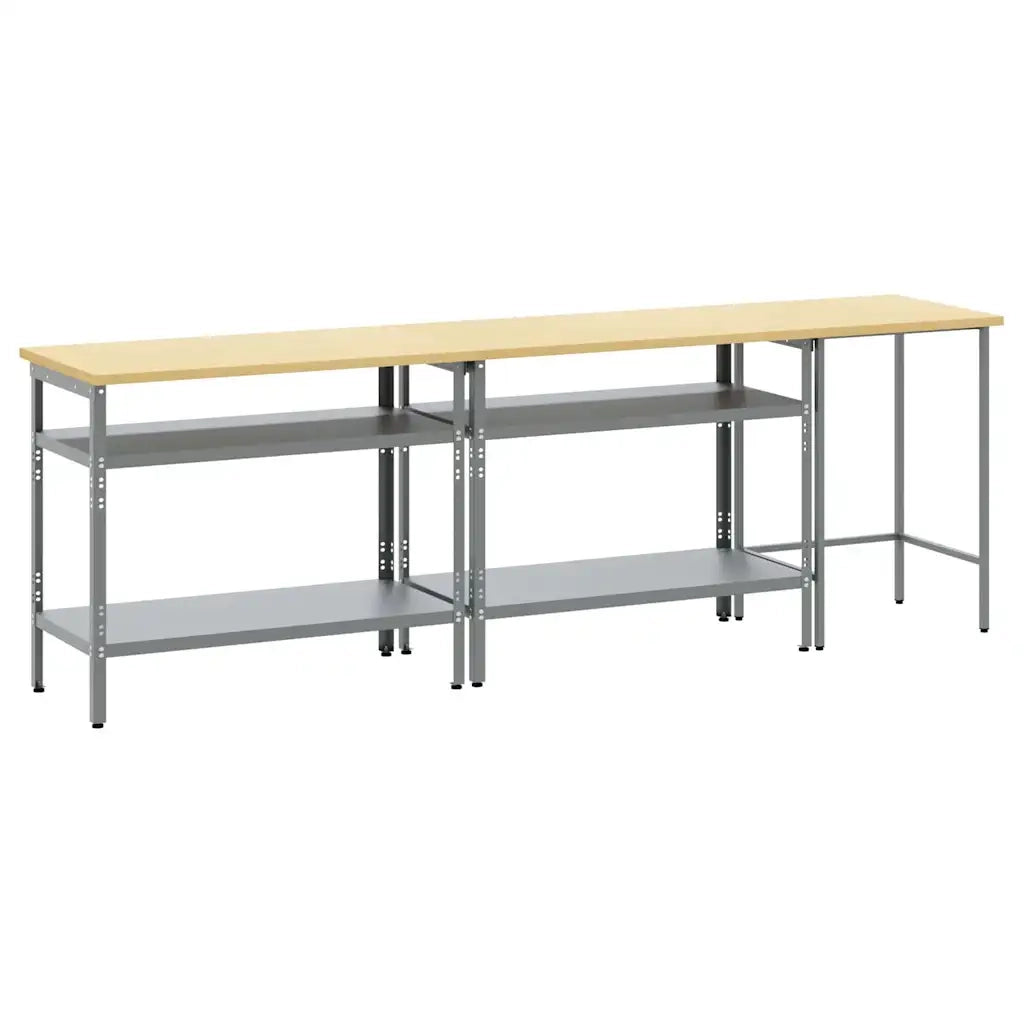 Set banco da lavoro con lo scaffale 3 pcs Beige e grigio 3321391