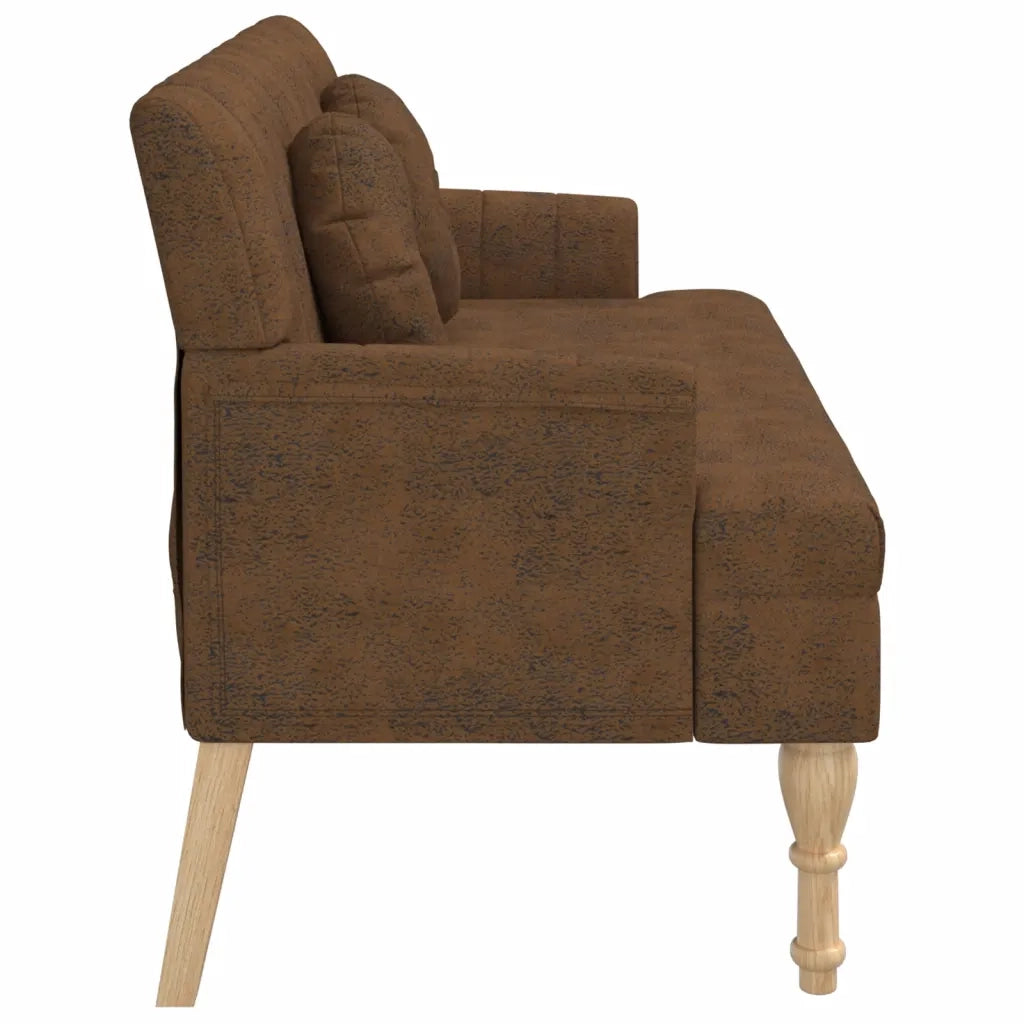 Panca con Cuscini Marrone 113x64,5x75,5 cm in Scamosciato 372139