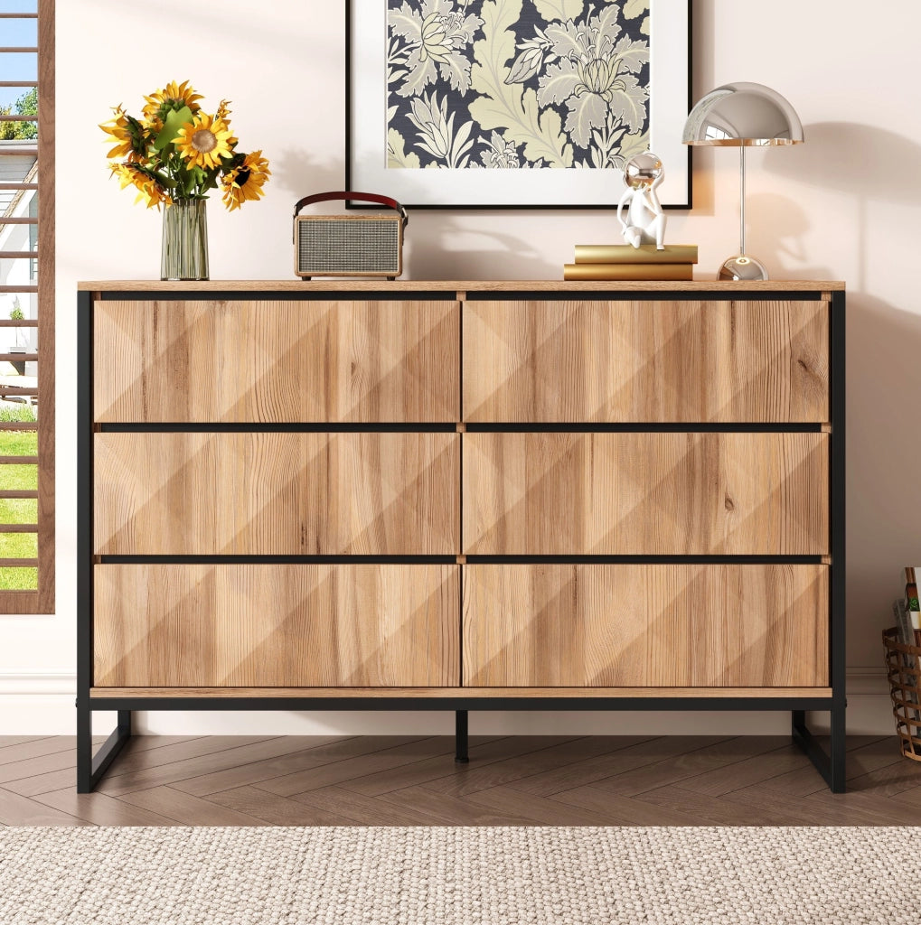 Credenza 120x40x80 cm in truciolare e MDF nero e legno， mobile da ingresso