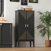 Armadio contenitore vintage moderno in MDF nero, 120 x 59 x 30 cm, con 5 scomparti e 2 ante