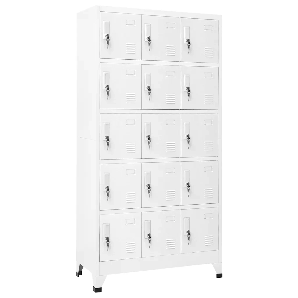 Armadietto moderno 90 x 40 x 180 cm con ante chiudibili a chiave per ufficio/aula in acciaio grigio chiaro 02_0047032