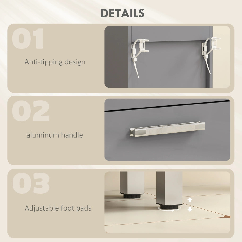 Armadietto da Bagno con 4 Cassetti ¨C Zephmum ¨C Grigio 60x30x