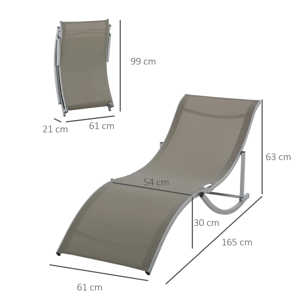 Set 2 Sdraio da Giardino Pieghevoli, Lettino Prendisole in Alluminio e Textilene, 61x165x63cm