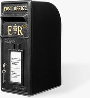 Postino in alluminio con chiusura - postino con chiusura a chiave - postino da parete/postino da pilastro - contenitore di spedizione chiuso - contenitore di spedizione in ghisa dura (nero) - modello per Royal Mail