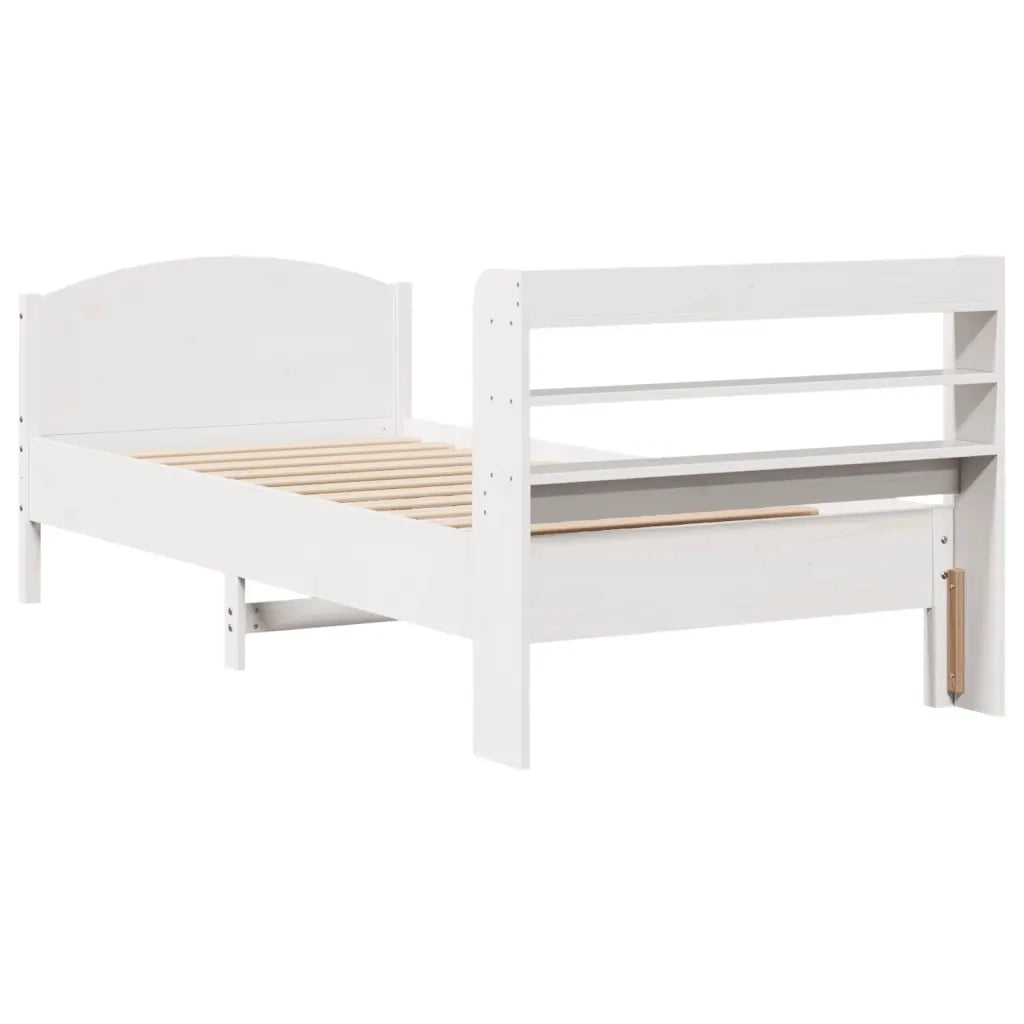 Letto senza Materasso Bianco 90x200 cm Legno Massello di Pino