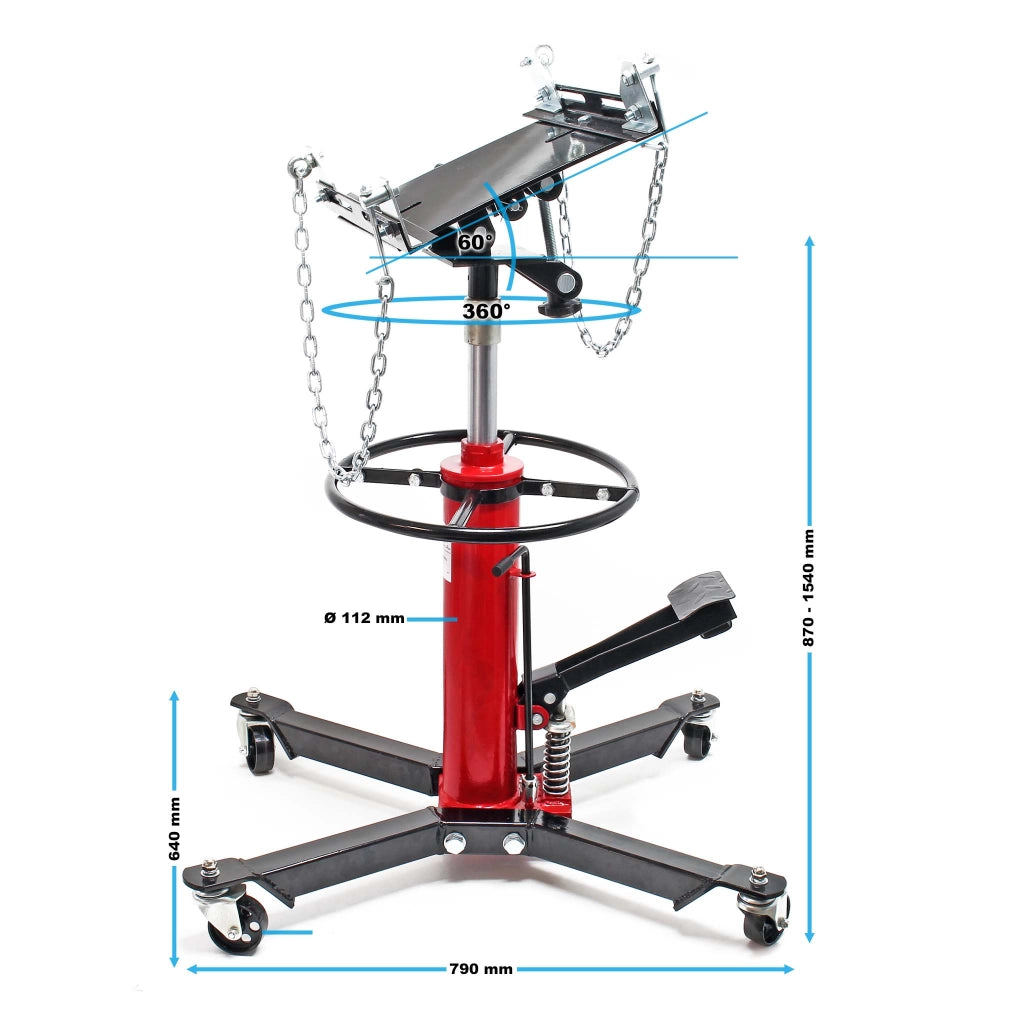 Sollevatore da fossa idraulico carico max. 500kg sollevamento da 870-1790mm