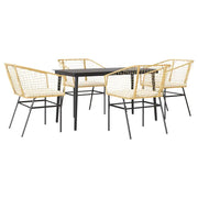 Set da Pranzo da Giardino 5pz | Set Salotto da Giardino con Cuscini Polyrattan Vetro