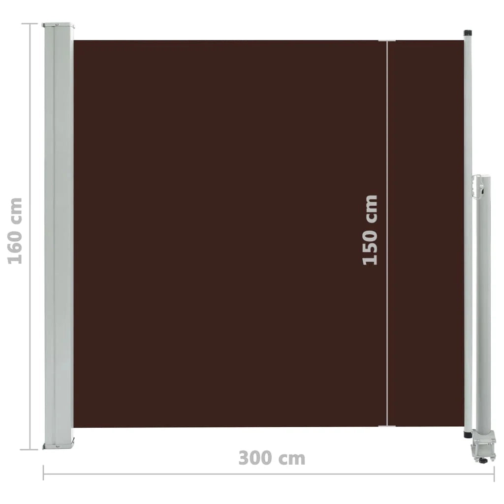 Tenda da sole laterale retrattile/schermo protettivo per patio giardino terrazza balcone 160 x 300 cm marrone 02_0007286