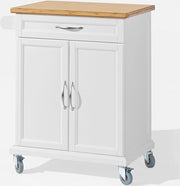 Cucina - Cucina Scaffale - Carrello con Piastra in Bambù - Cassetto e 1 Lentele