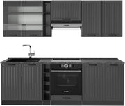 Cucina componibile Fame-Line, Grigio scuro, 235 cm senza piano di lavoro