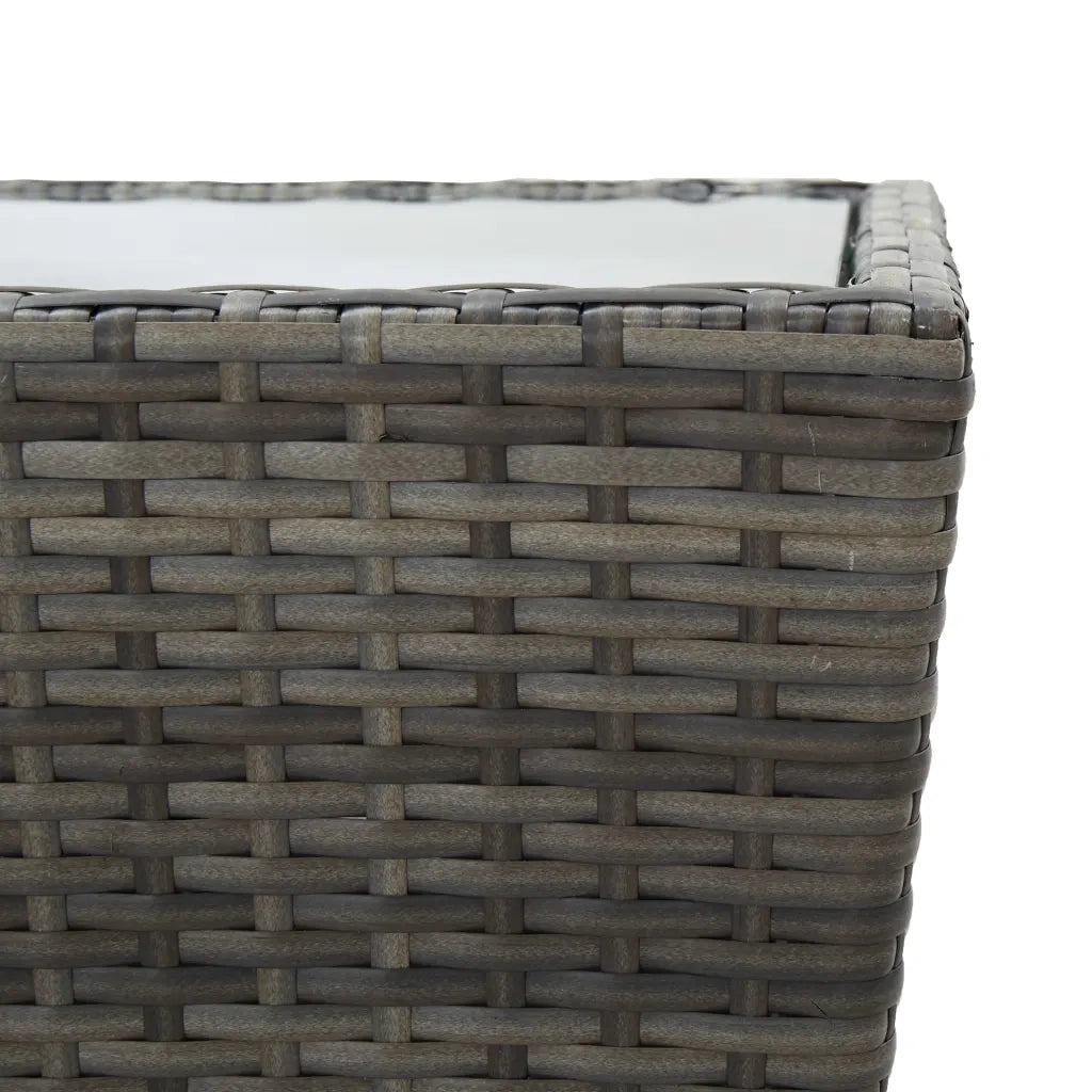 Set Bistrot Giardino 3 pz | Set Salotto da Giardino Polyrattan e Vetro Temperato Grigio
