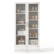 Vetrina con 2 cassetti e 9 vani; vetro temperato - per soggiorno - 80×40×160 cm - bianco
