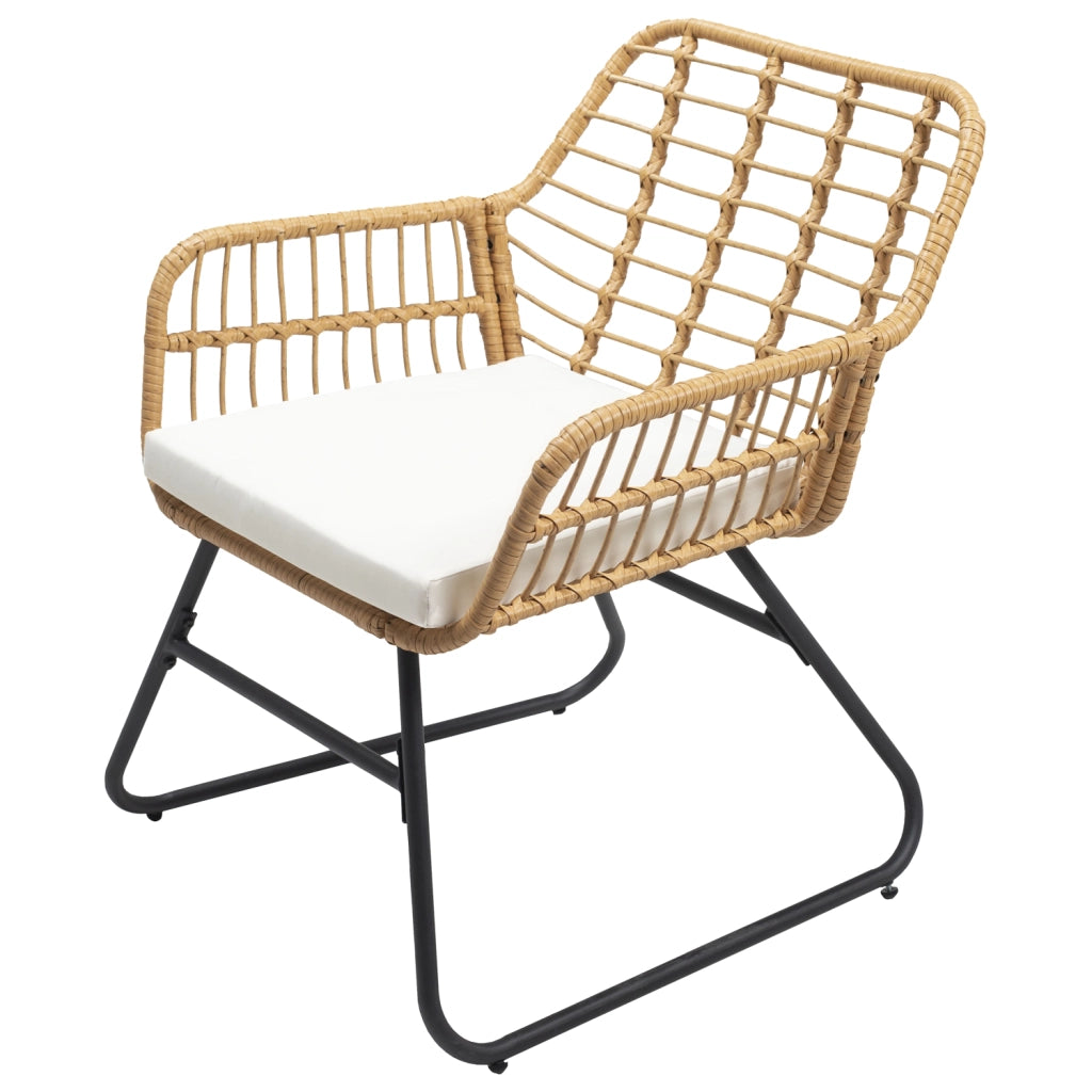 Set di mobili da giardino TIGA in resina intrecciata 4 posti - cuscini crema