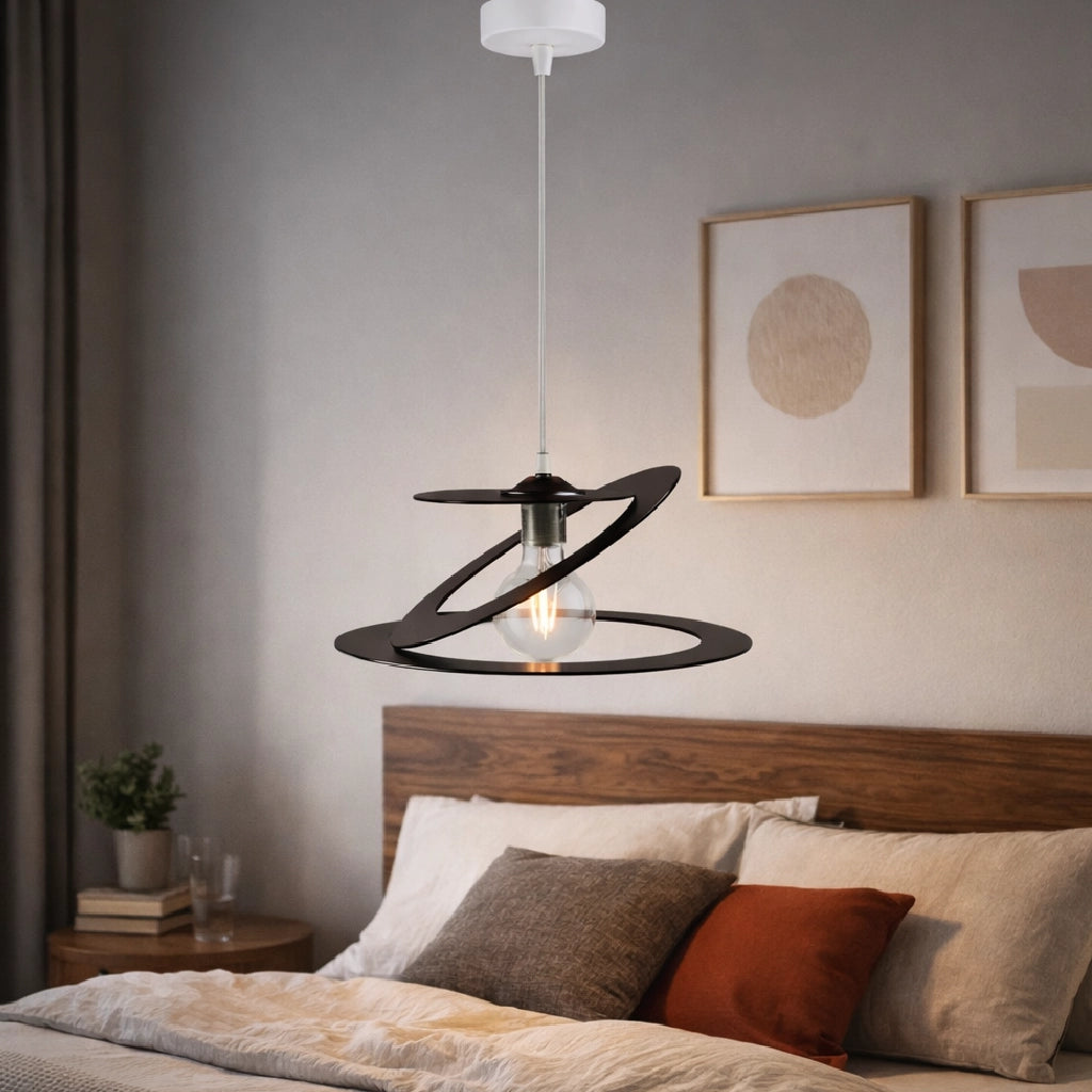 Lampadario Sospensione Metallo Taglio Laser 40 cm 1 luce  E27 Marrone