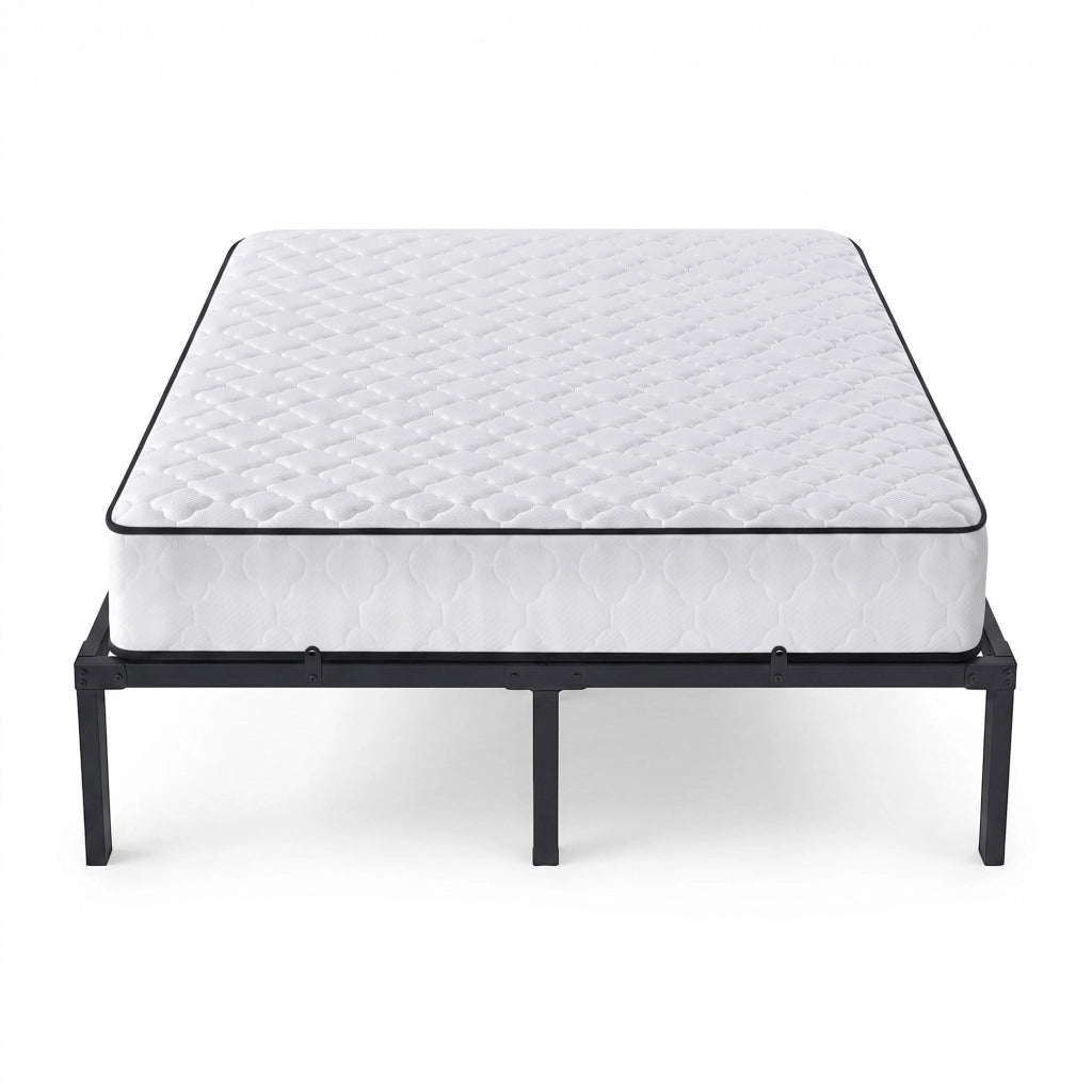 Struttura Letto Pieghevole in Metallo con Materasso Rete a Doghe 140x200 cm Nero Letto per Ospiti 9 Gambe 20 Doghe
