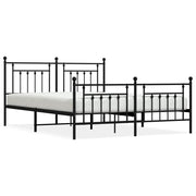 Letto matrimoniale | Letto per adulti | Giroletto senza Materaso con Pediera in Metallo Nero 180x200 cm