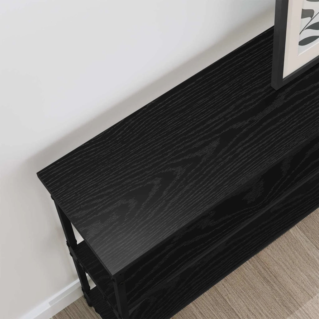 Tavolo consolle con lo scaffale Rovere nero 100 x 22,5 x 75 cm 883505