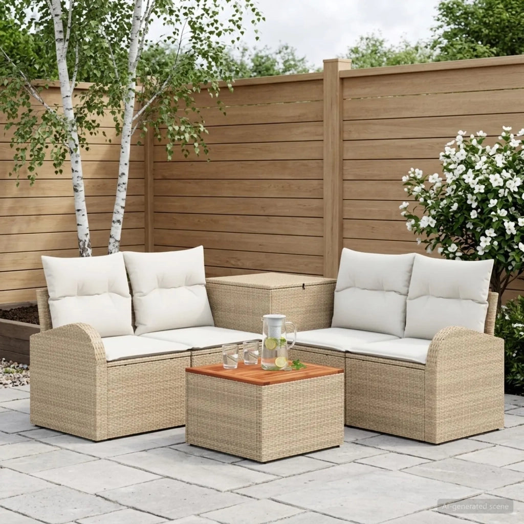 Set di divani 6 pz Beige e Bianco Crema 3447200
