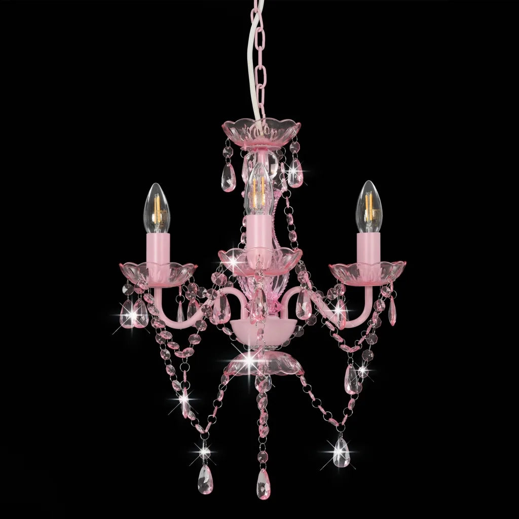 Lampadario con Perline Rosa Tondo 3 E14 CFW1549401