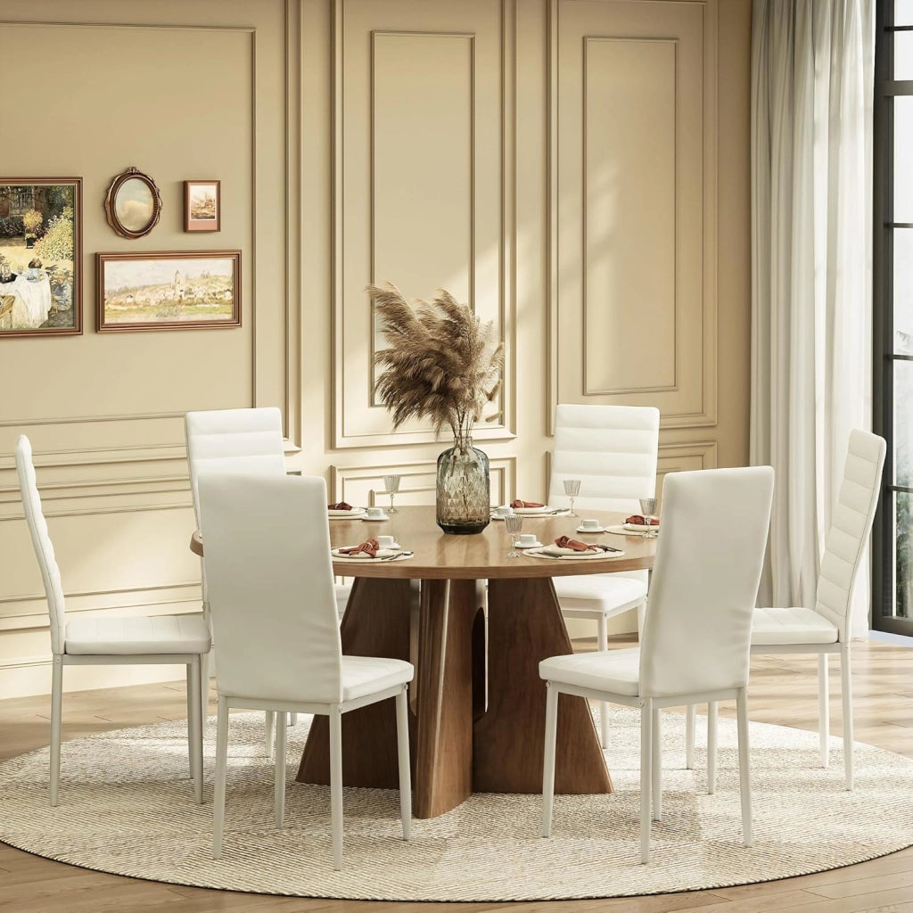 Set di 6 sedie da pranzo, sedie da tavolo in similpelle, moderne sedie da cucina a vista per sale da pranzo, studi e soggiorni. (Bianco, Set da 6)