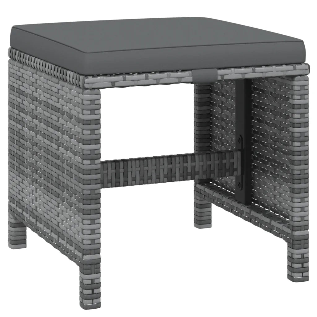 Set da Pranzo per Giardino 19 pz con Cuscini Polyrattan Grigio 3095646