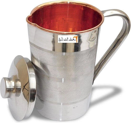 Vaso in acciaio con finitura in rame - capacità 1600 ML con coperchio