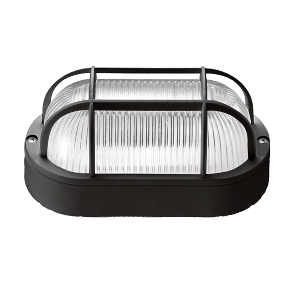 Plafoniera Esterno Contemporanea Quinn Pc Nero Griglia 1 Luce E27 Ip44