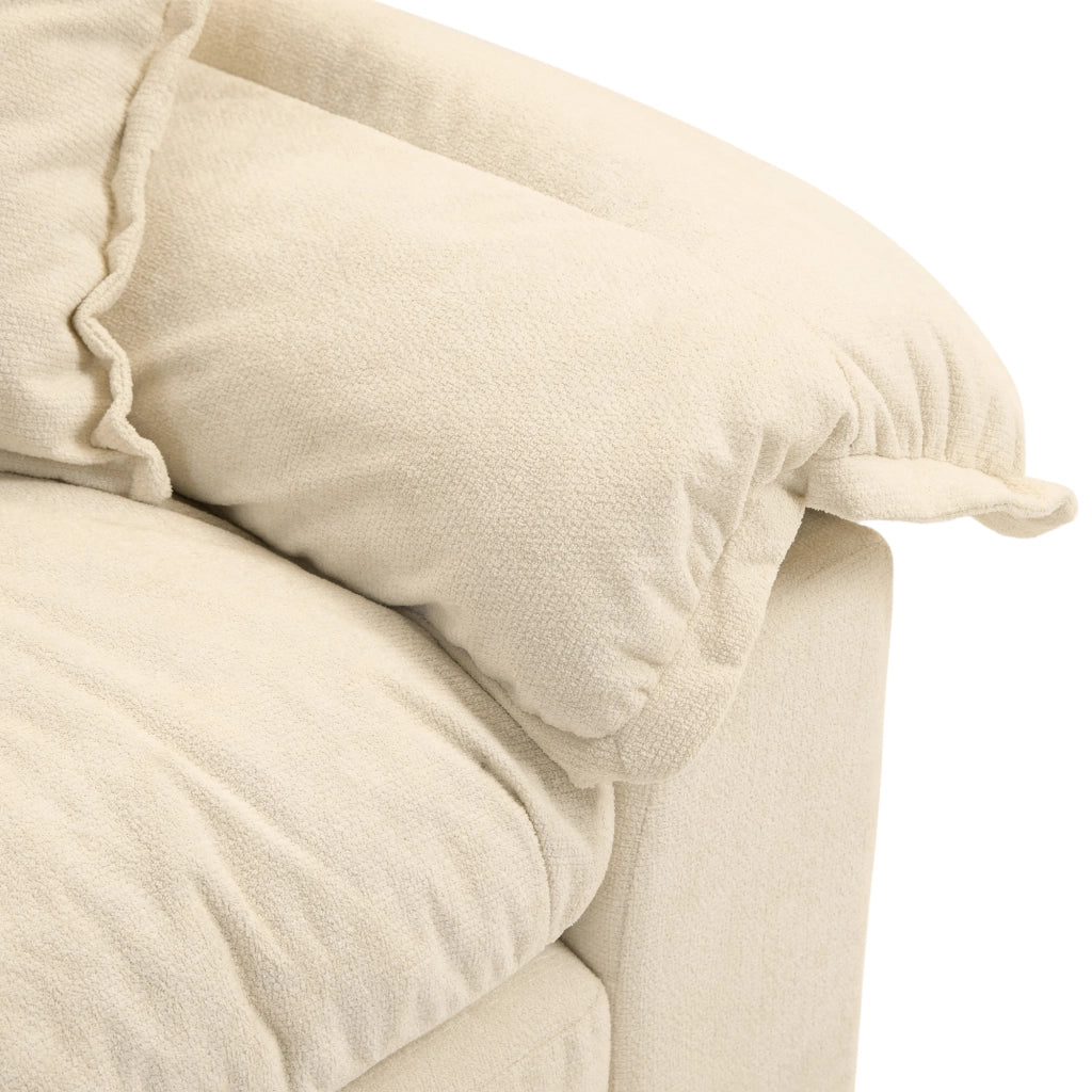 Divano a 2 posti in ciniglia beige con seduta profonda e cuscini rimovibili 214 × 89 × 93 cm