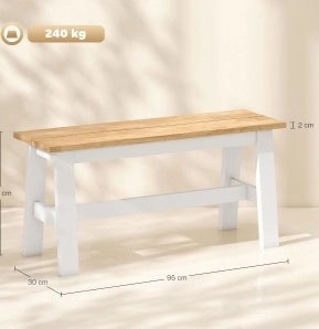 Panca in legno per 2 persone 95 cm effetto rovere bianco