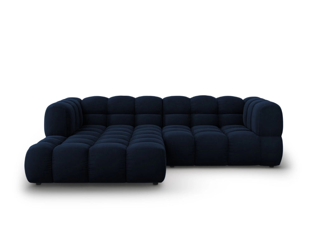 Cosmopolitan Design - Divano angolare modulare sinistro "Sky" 3 posti in velluto blu reale 