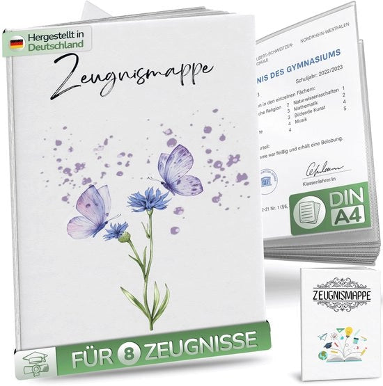 Rapporto per ragazzi e ragazze – particolarmente ecocompatibile, inclusa una copertina in plastica spessa extra. Cartellone A4 per rapporti scolastici – conserva i rapporti scolastici al sicuro e ordinati. Ideale per scuola e scuola primaria.