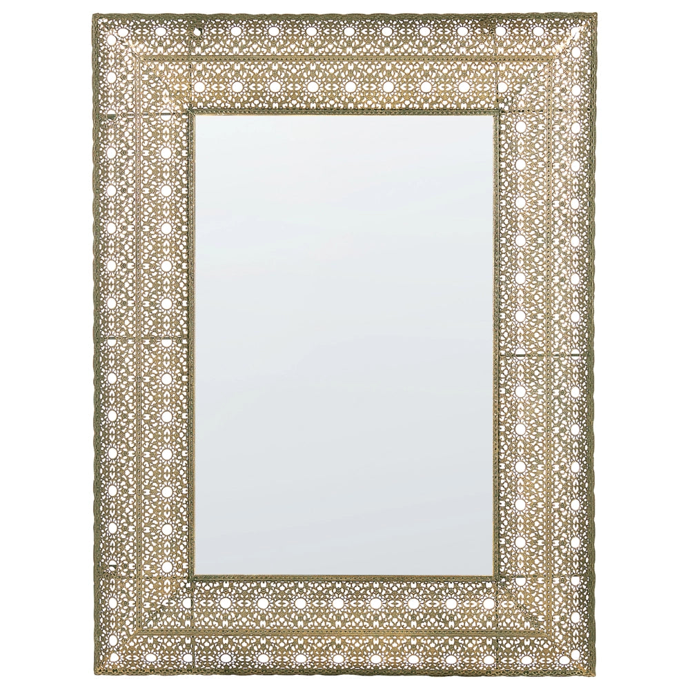 Specchio da Muro Rettangolare Cornice Dorata 69 x 90 cm Decorazione Medio Orientale