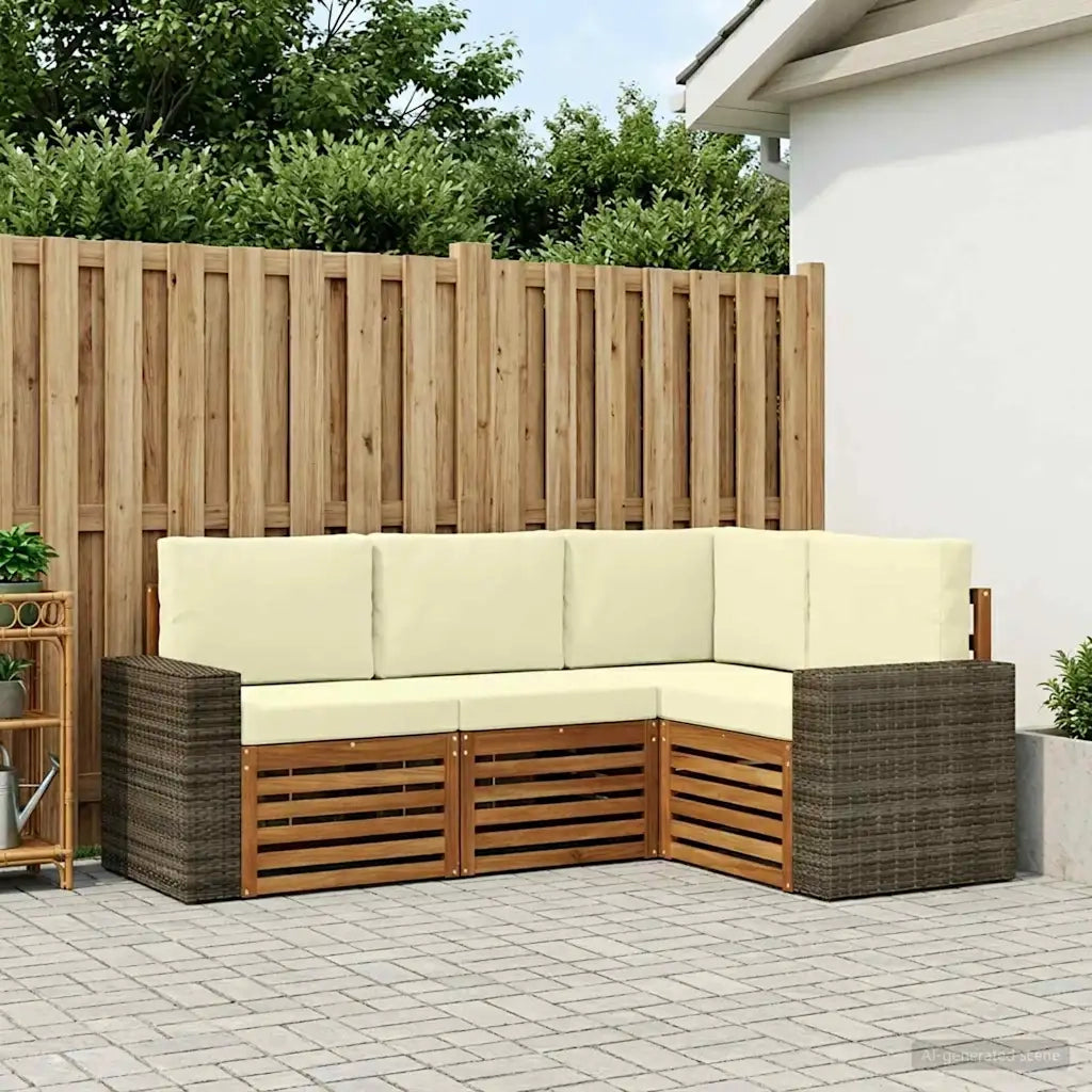 Set divani con cuscino 4 pcs Legno di Acacia Massello 3384306