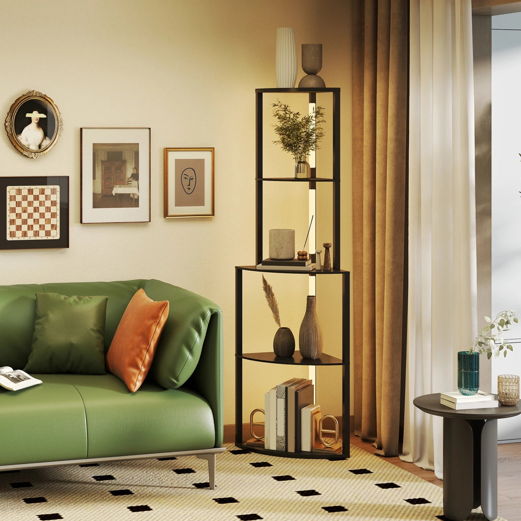 Lampada da terra con ripiani ¨C zephmum ¨C nero 55.5x39.5x163 cm