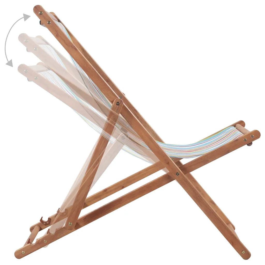 Sdraio da Spiaggia Pieghevole Telaio Legno Tessuto Multicolore CFW4624848
